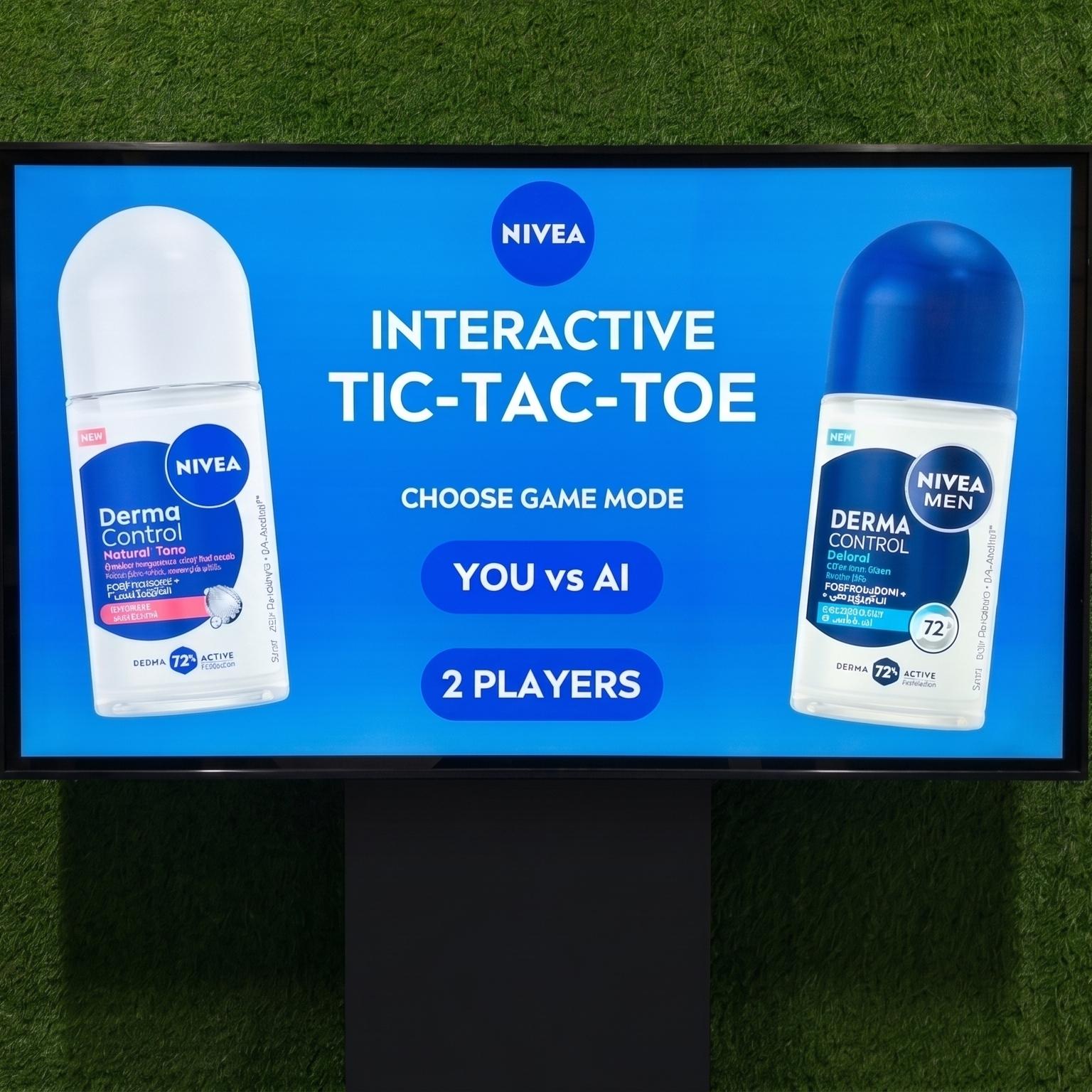 Interactive AI Tic-Tac-Toe game display for event brand activation in Dubai